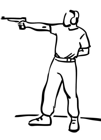 Pistol Target Shooting Coloring Page